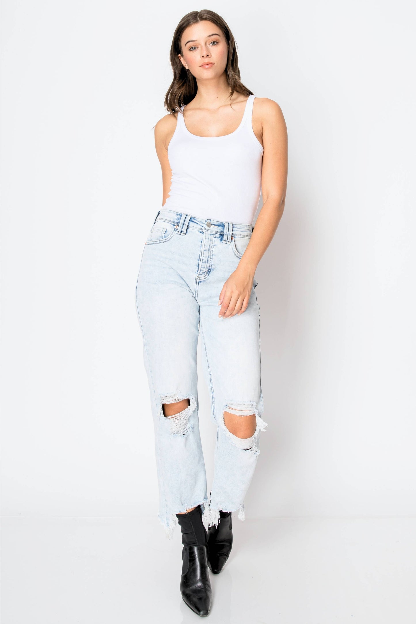 TUMMY CONTROL HIGH RISE MODERN WIDE JEANS