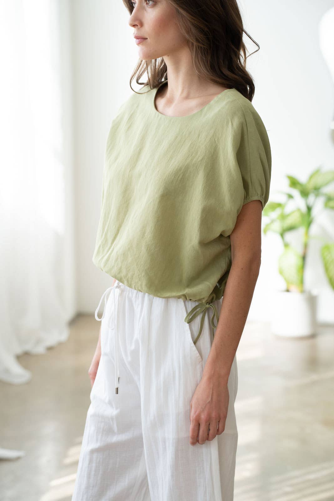 Cap Sleeve Linen Top