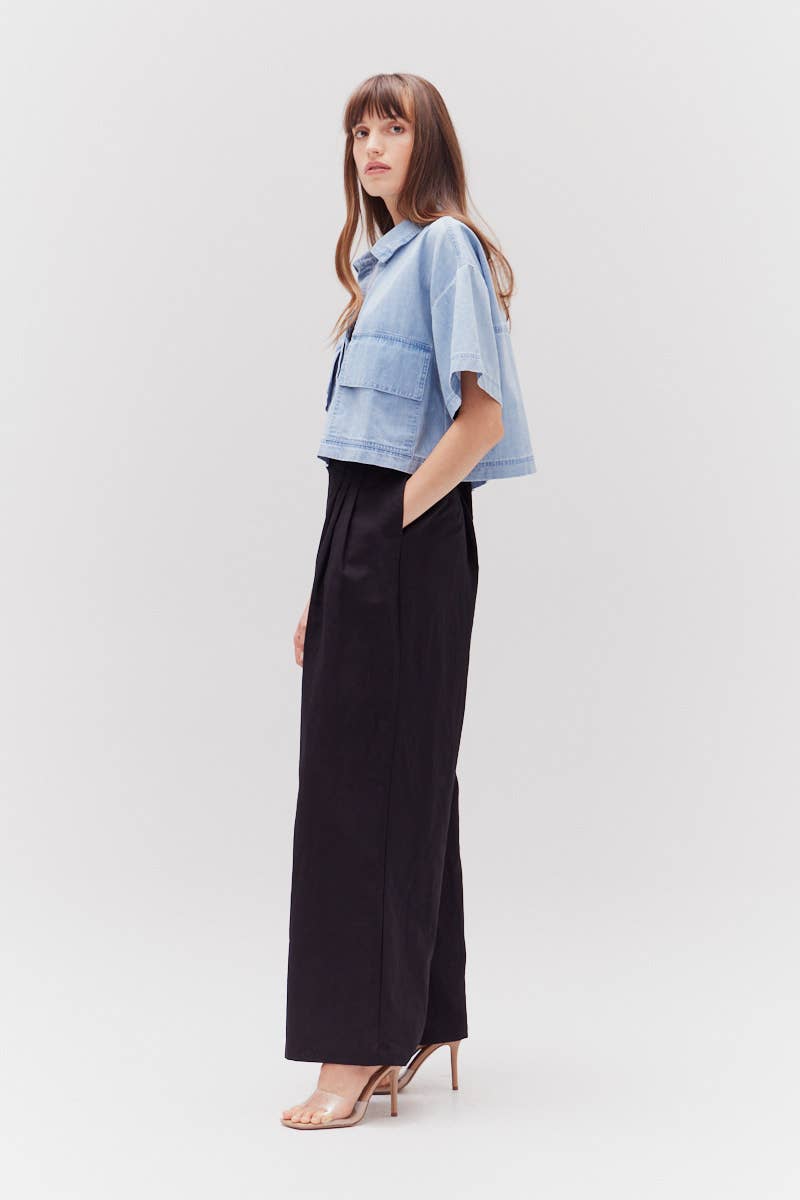 Rowan Wide Leg Cotton Pants - NYC
