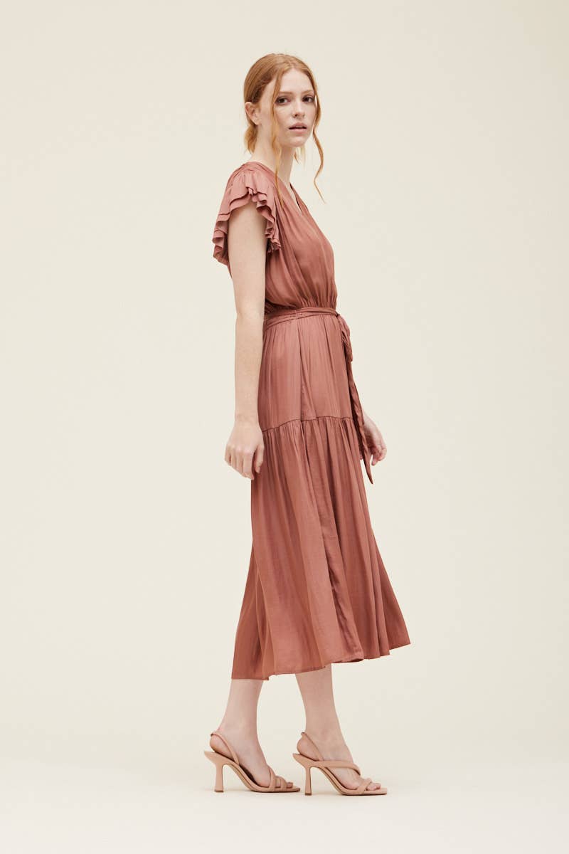 Bubble Sleeve Satin Dress - NYC