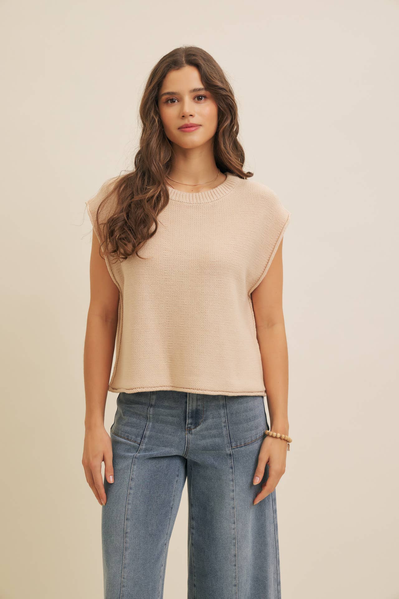 Exposed Seam Sweater Vest • Ivory