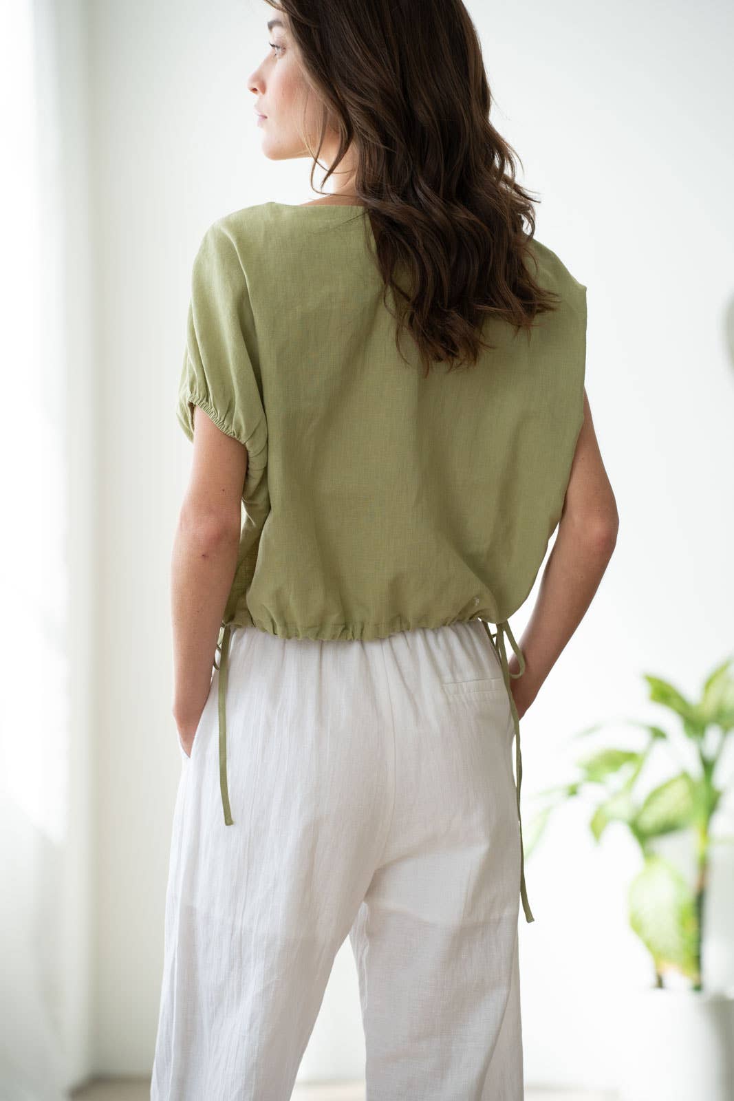 Cap Sleeve Linen Top