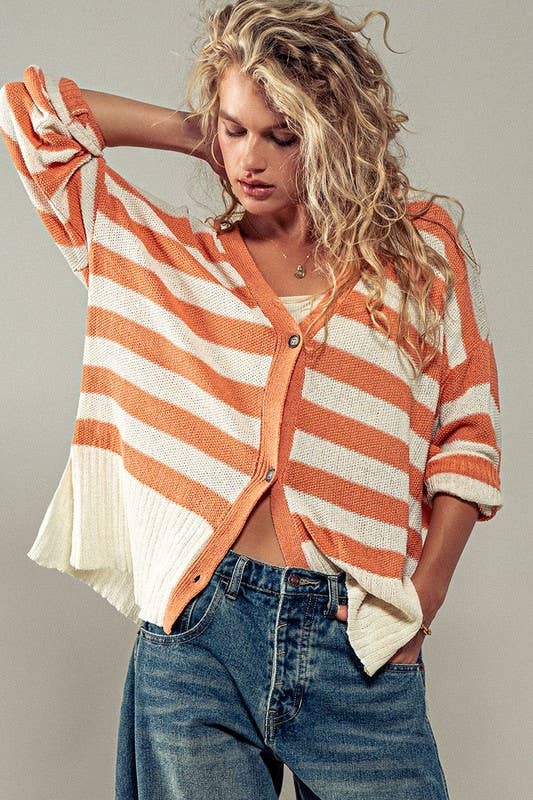 Cozy and Free Striped Cardigan