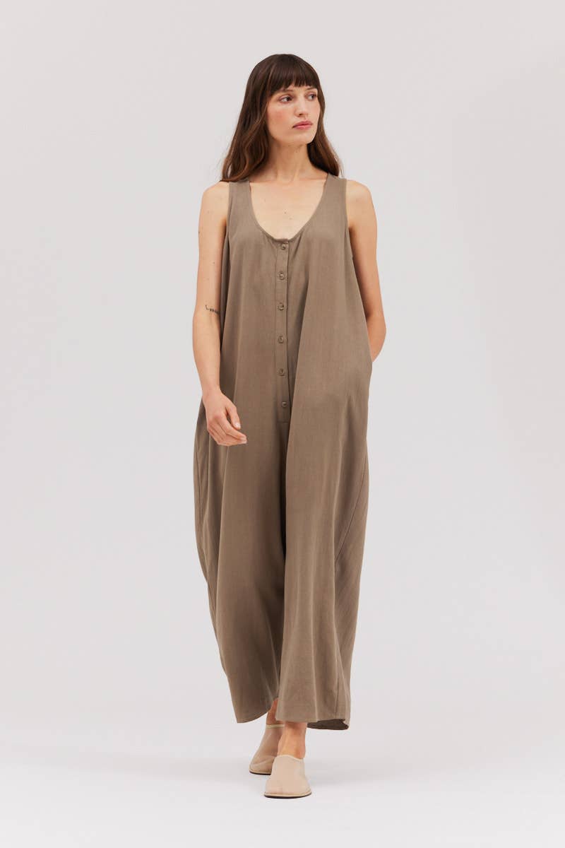 Linen Blend Overfit Jumpsuit