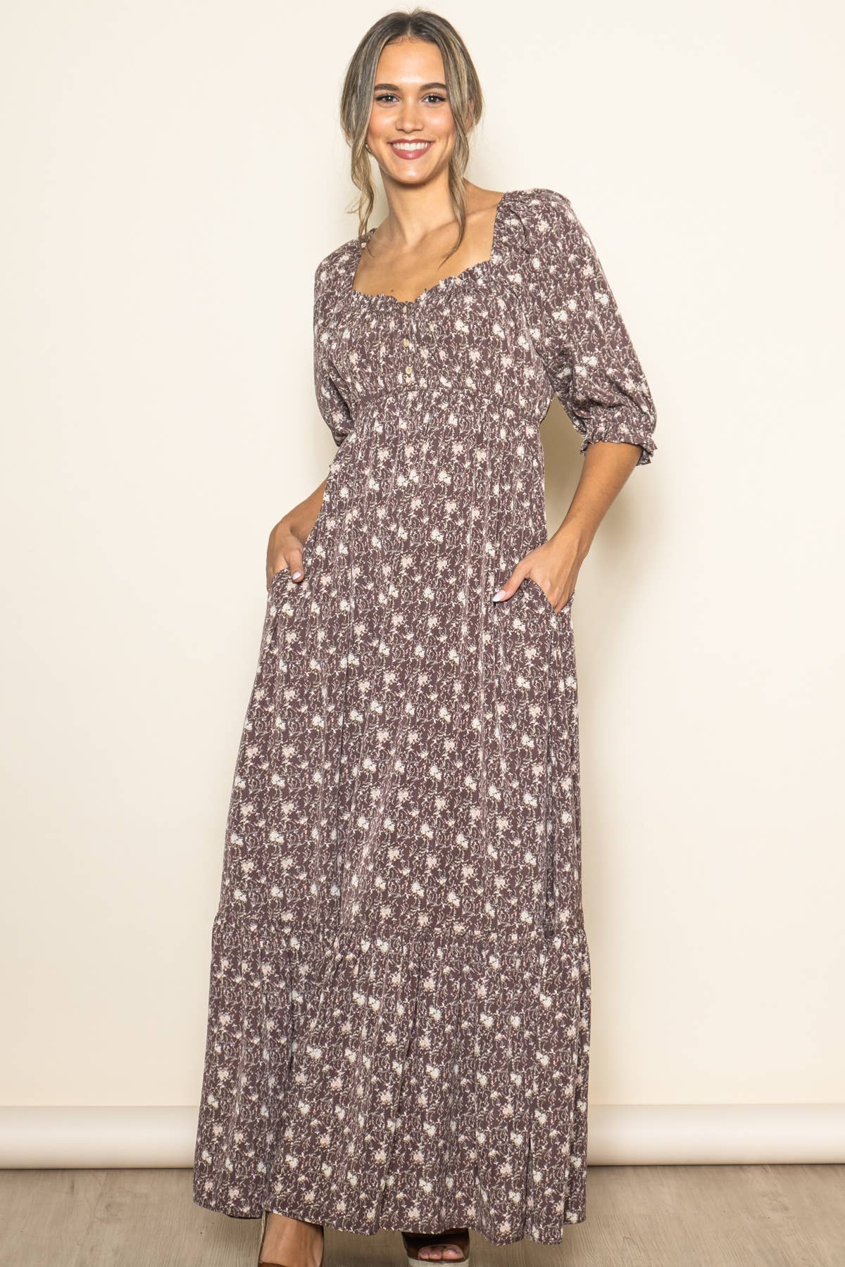 Lovely Floral Babydoll Maxi Dress