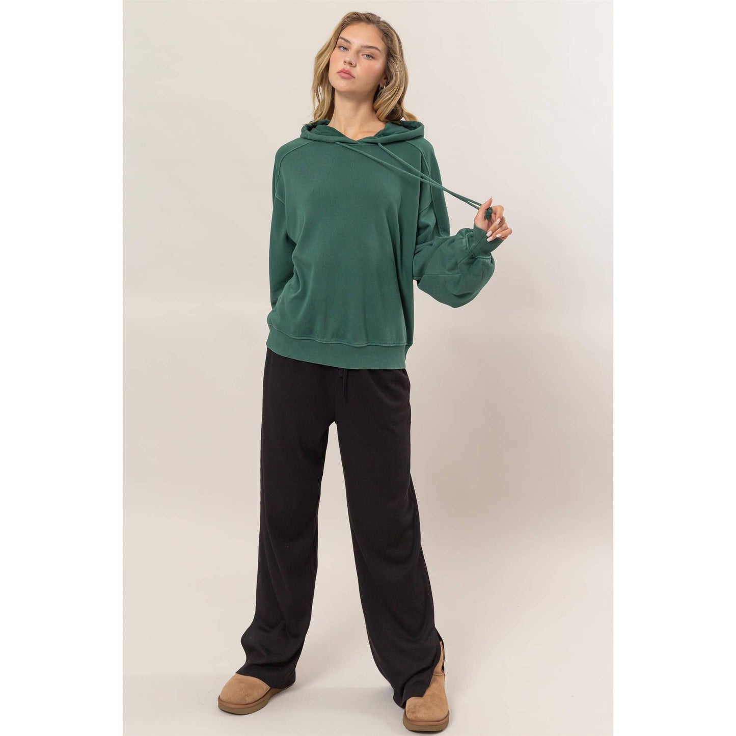 Seam Detailed Long Sleeve Oversized Hoodie