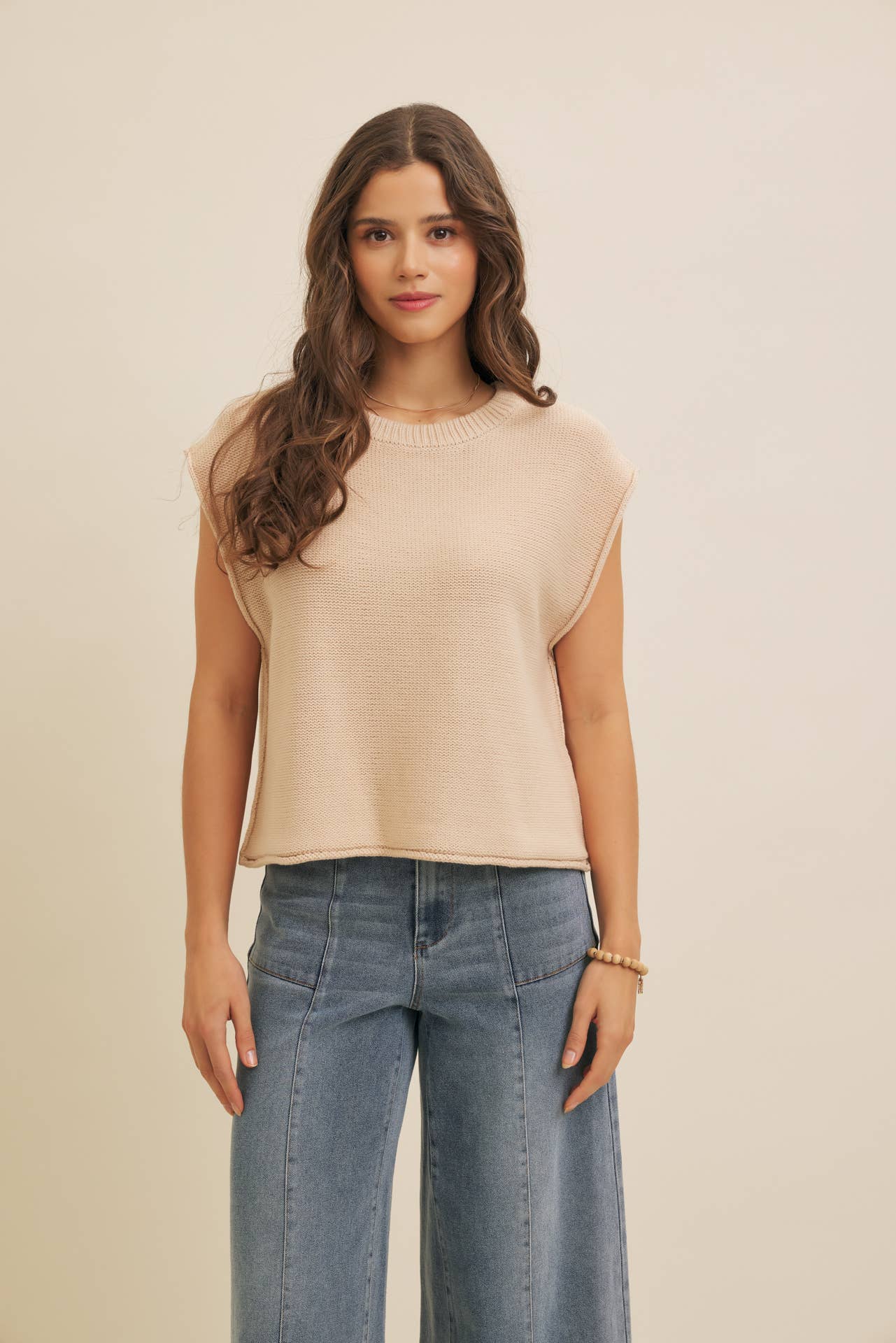 Exposed Seam Sweater Vest • Ivory