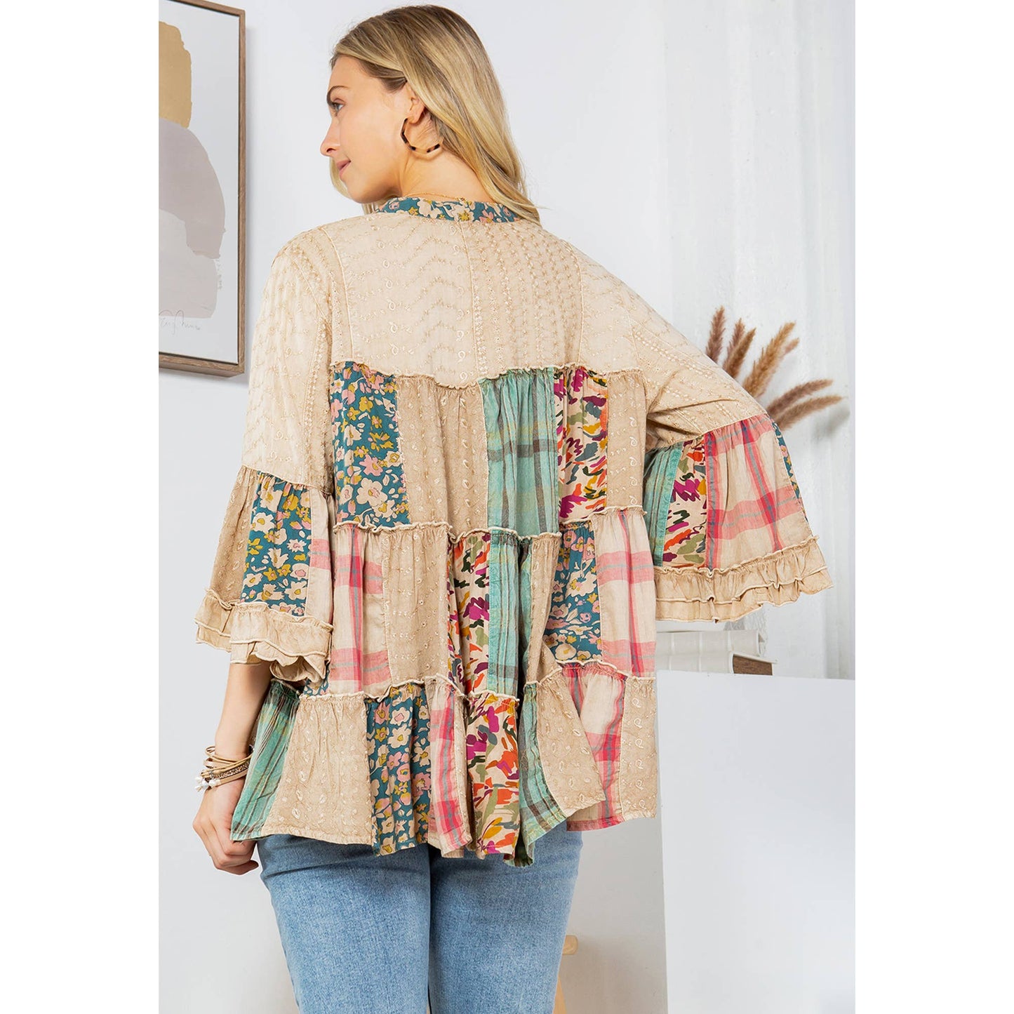 Overdyed Jhabla Top With Embroidery