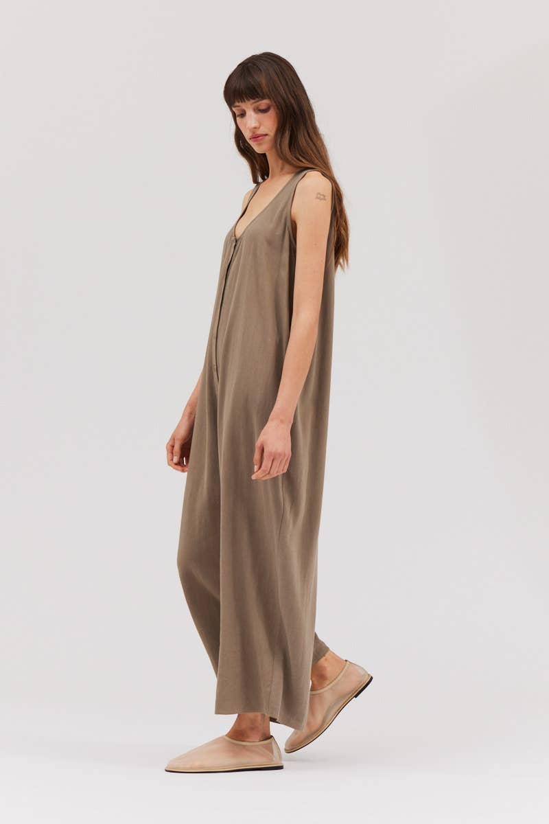 Linen Blend Overfit Jumpsuit