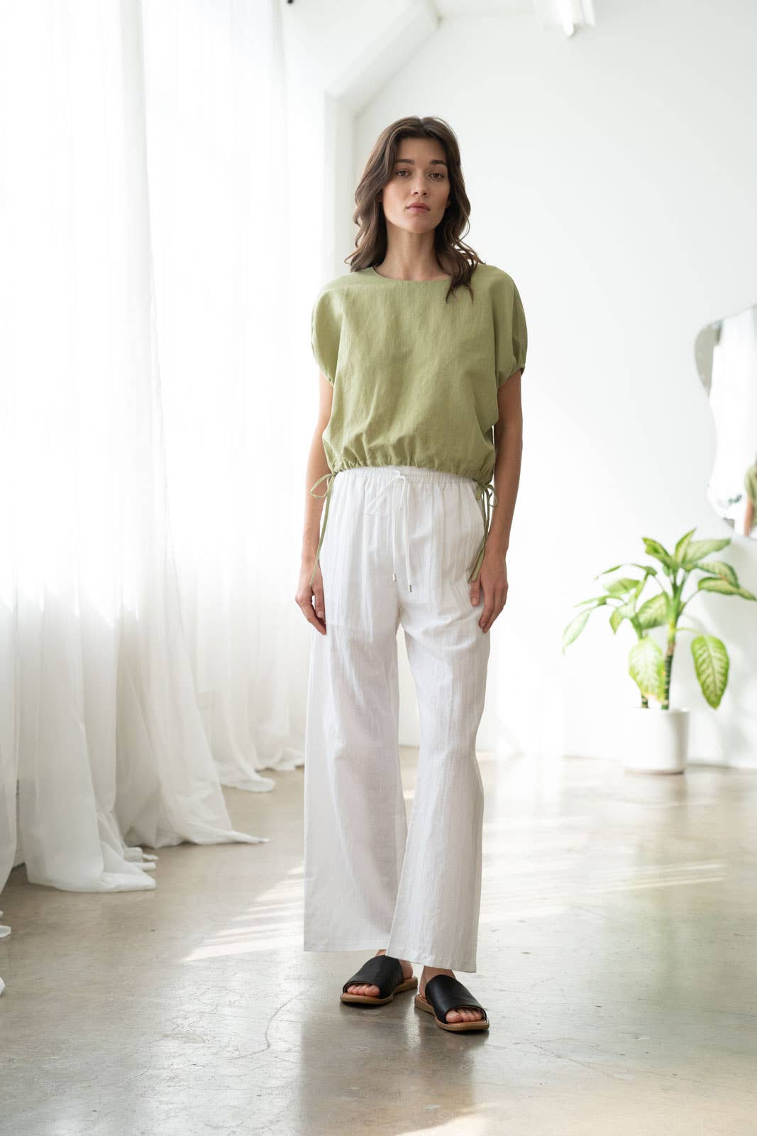 Cap Sleeve Linen Top