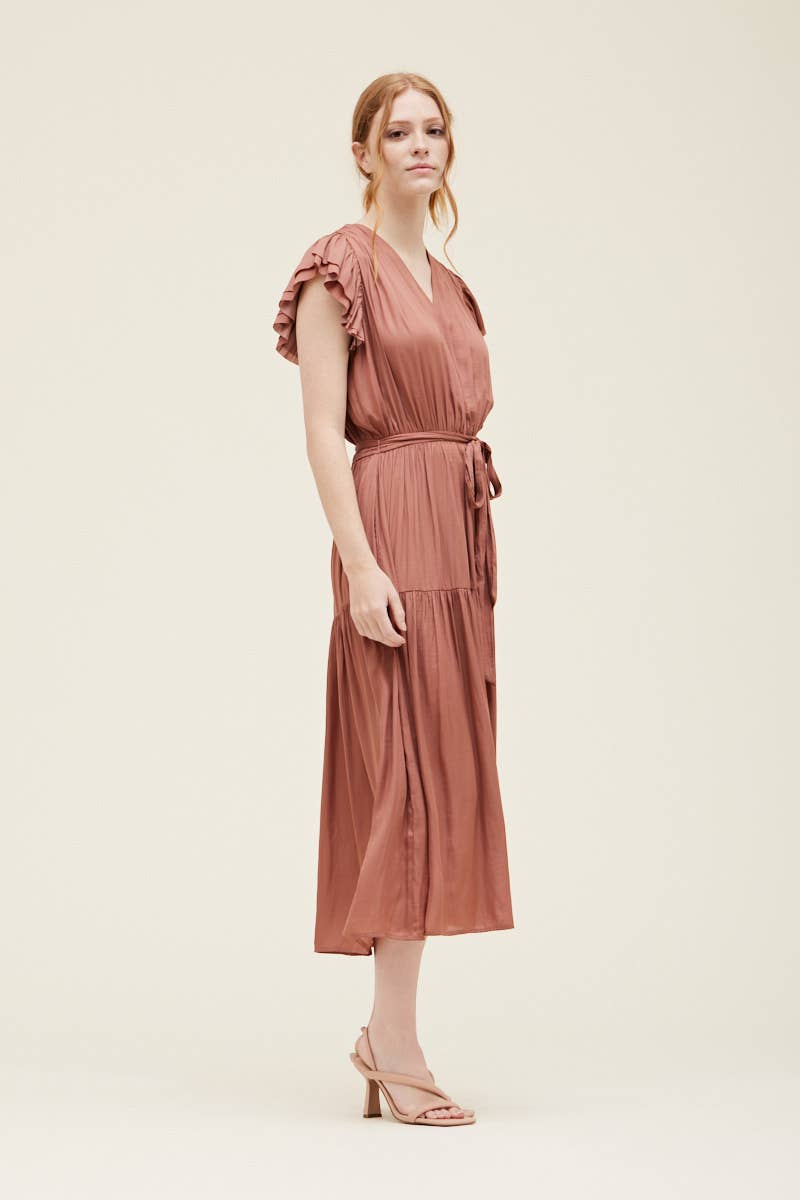 Bubble Sleeve Satin Dress - NYC