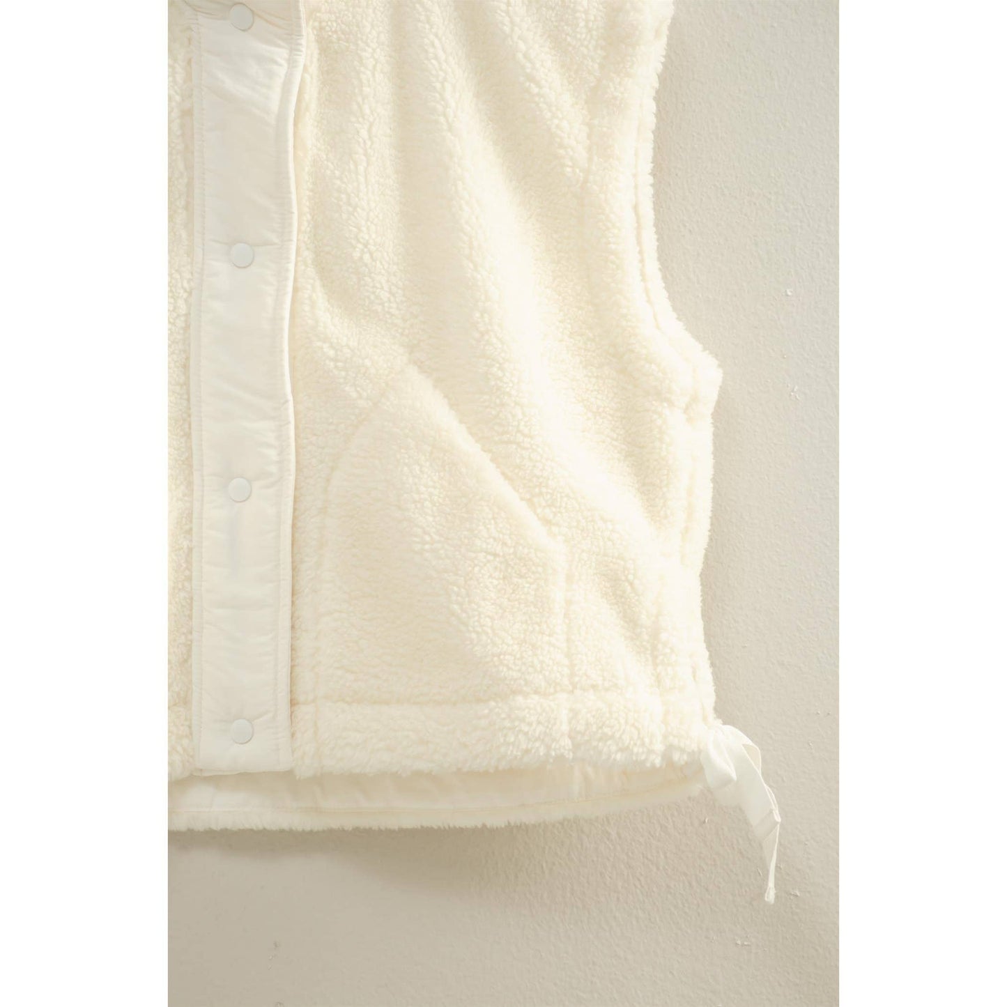 Cozy Sherpa Vest Jacket with Tie-Up Side Details