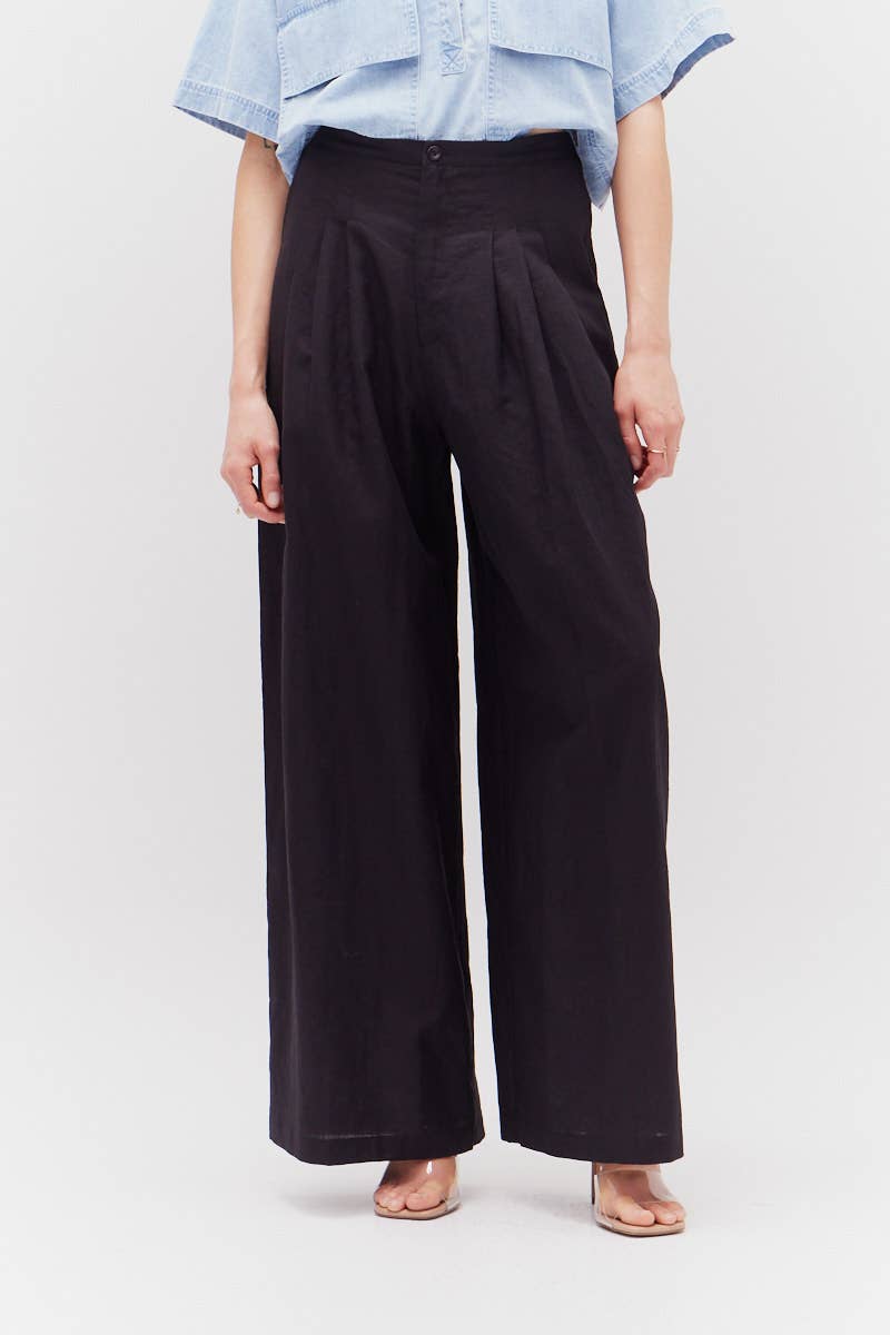 Rowan Wide Leg Cotton Pants - NYC