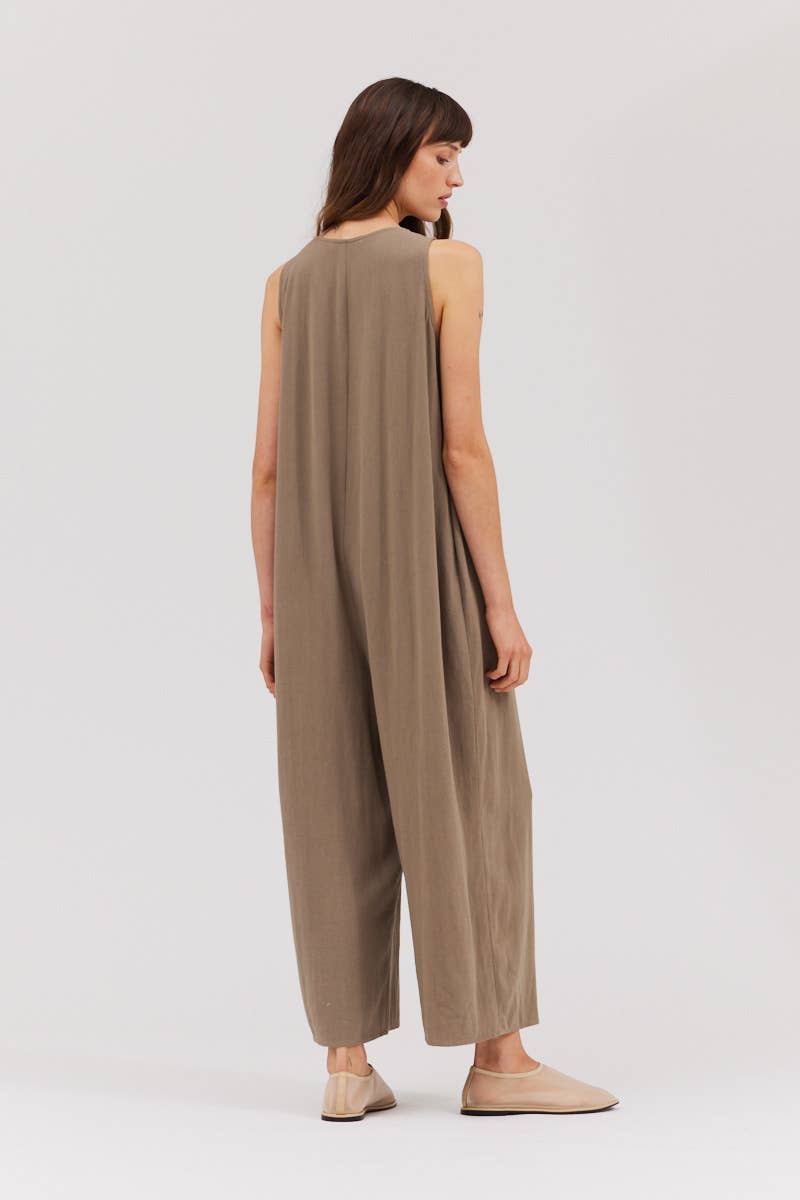 Linen Blend Overfit Jumpsuit