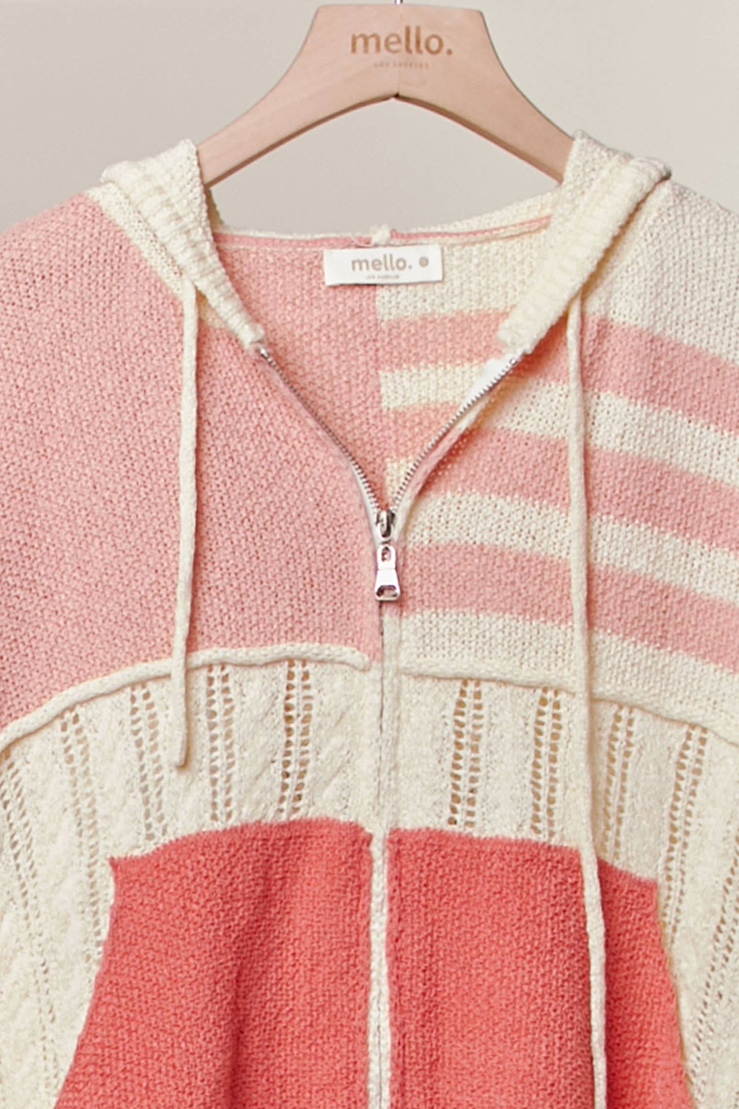 Stripe Distressed Knit Hoodie