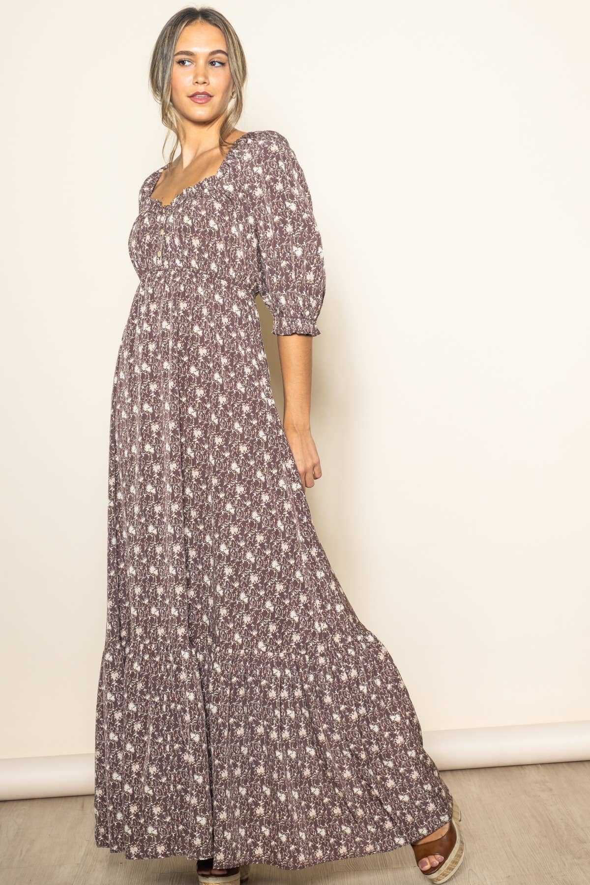 Lovely Floral Babydoll Maxi Dress