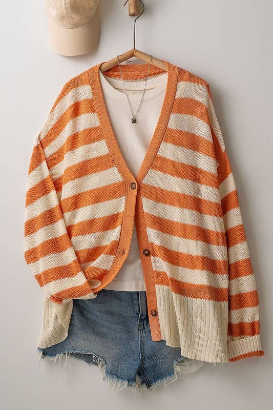 Cozy and Free Striped Cardigan