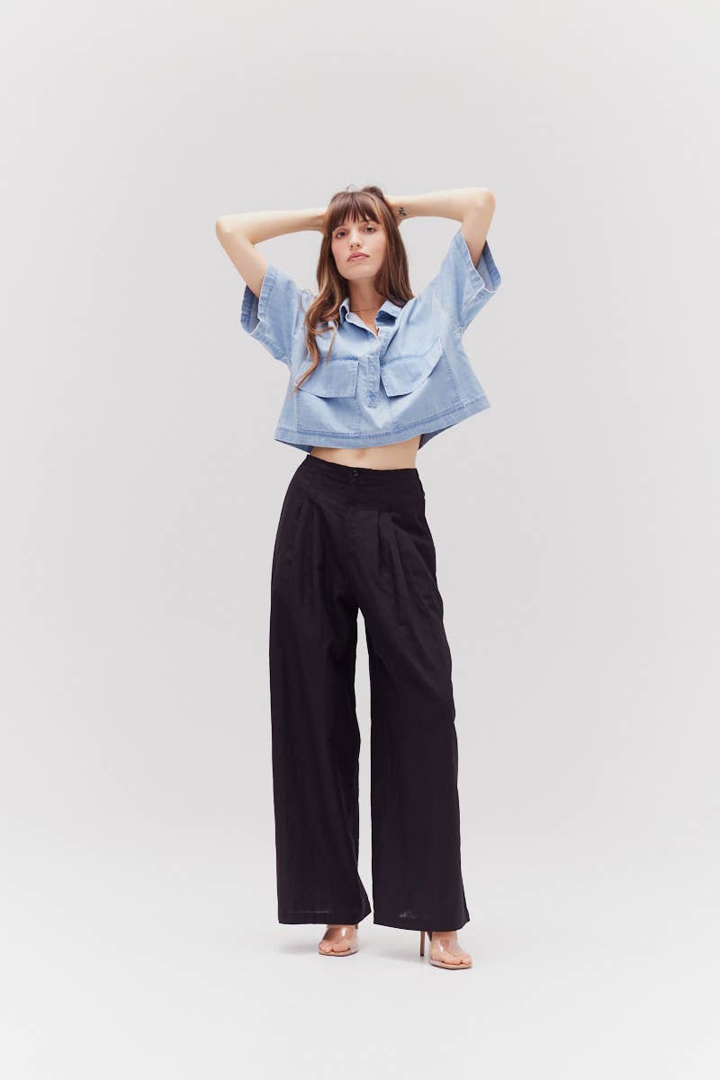 Rowan Wide Leg Cotton Pants - NYC