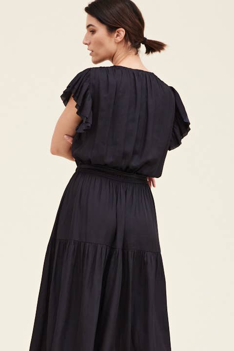 Bubble Sleeve Satin Dress - NYC