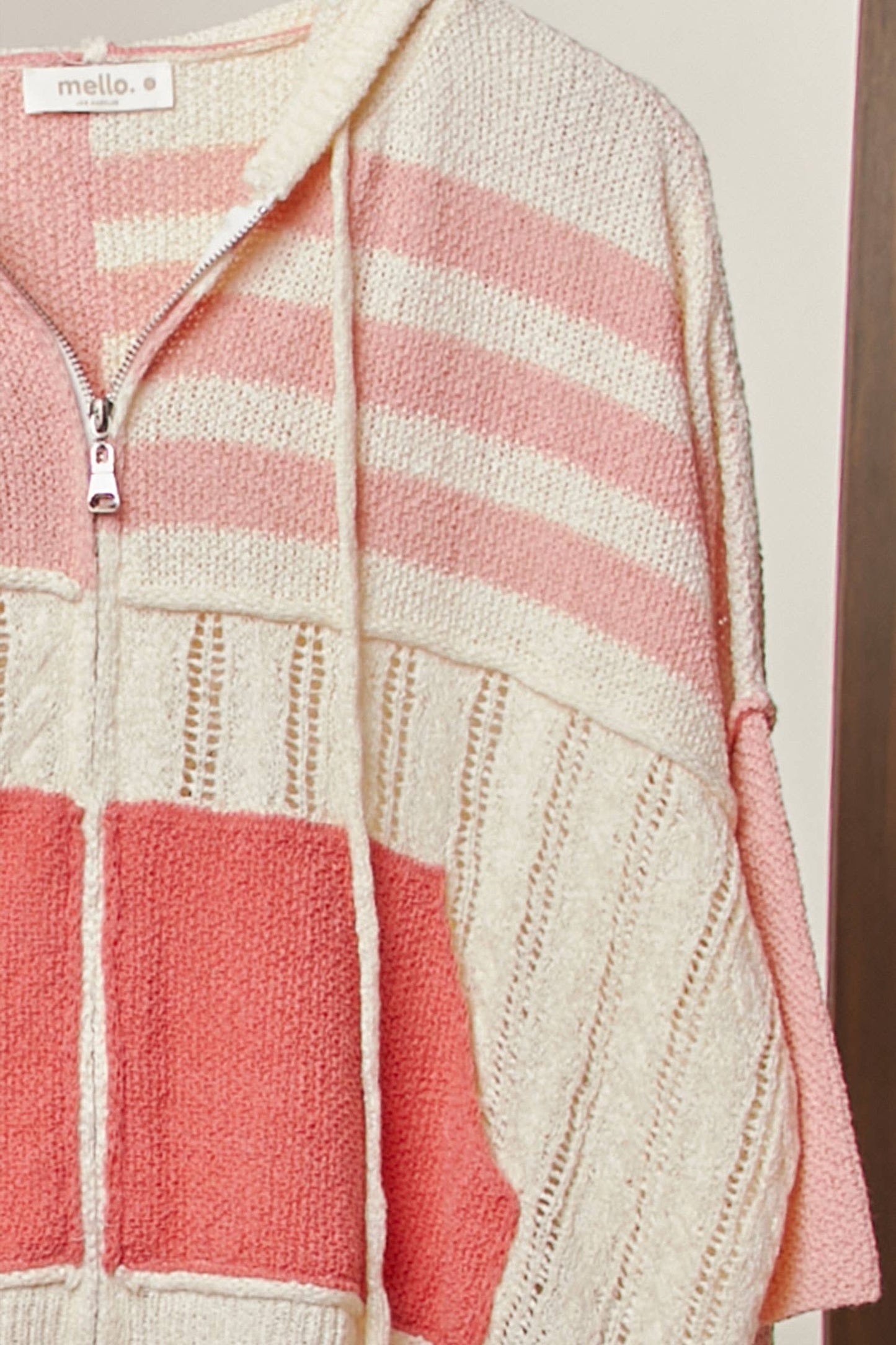 Stripe Distressed Knit Hoodie