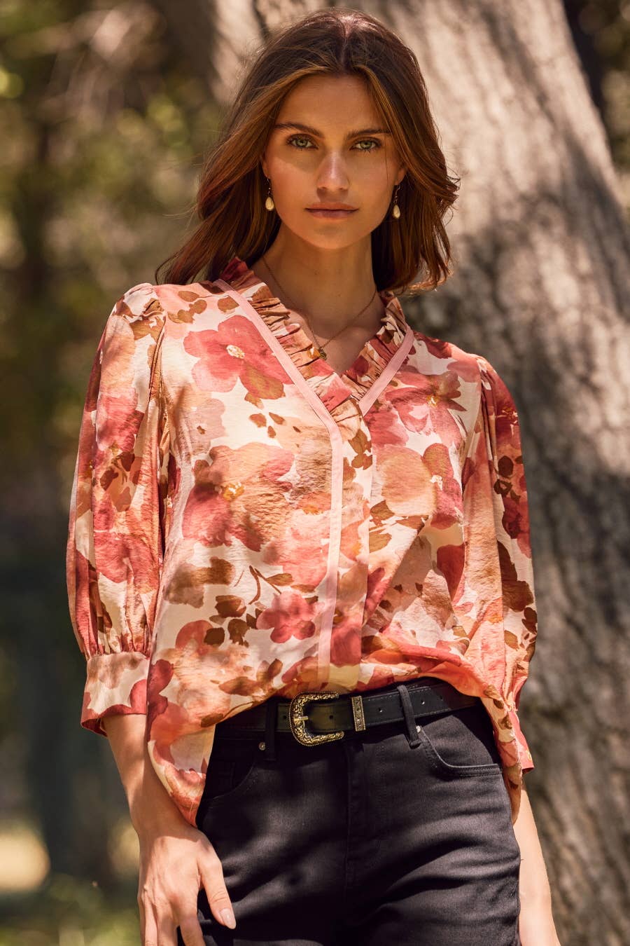 Crinkled Floral Printed Blouse