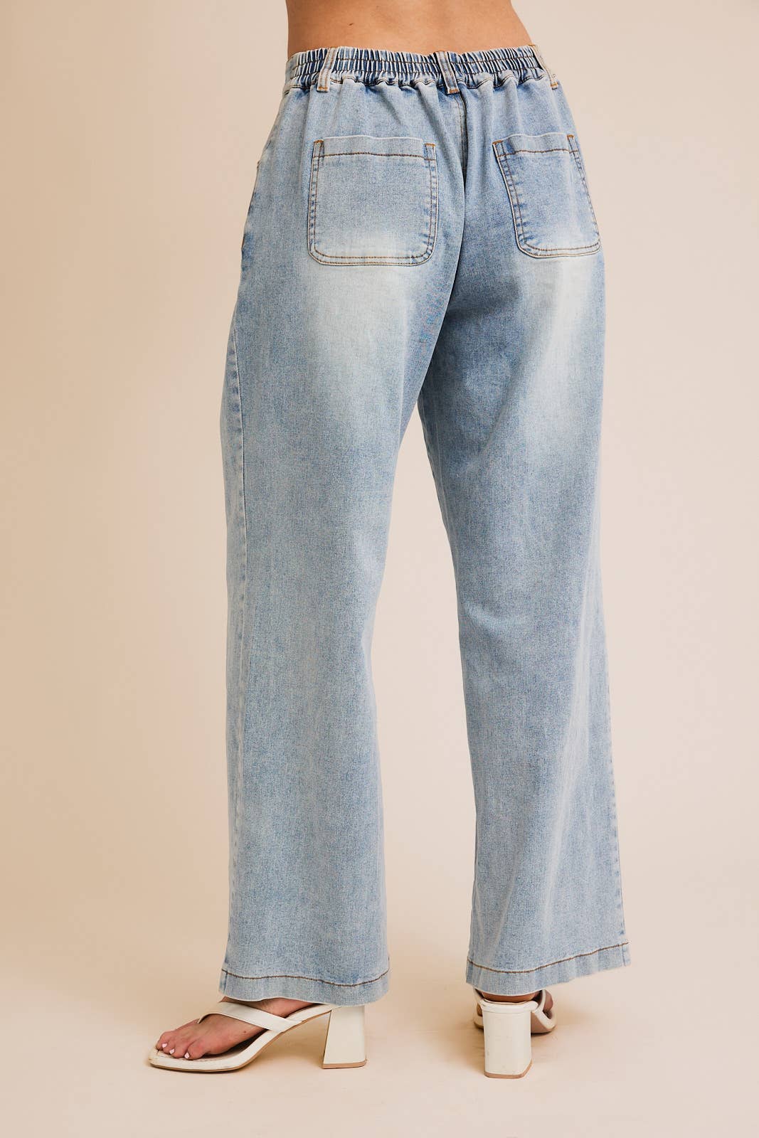 Pleated Wide Leg Denim