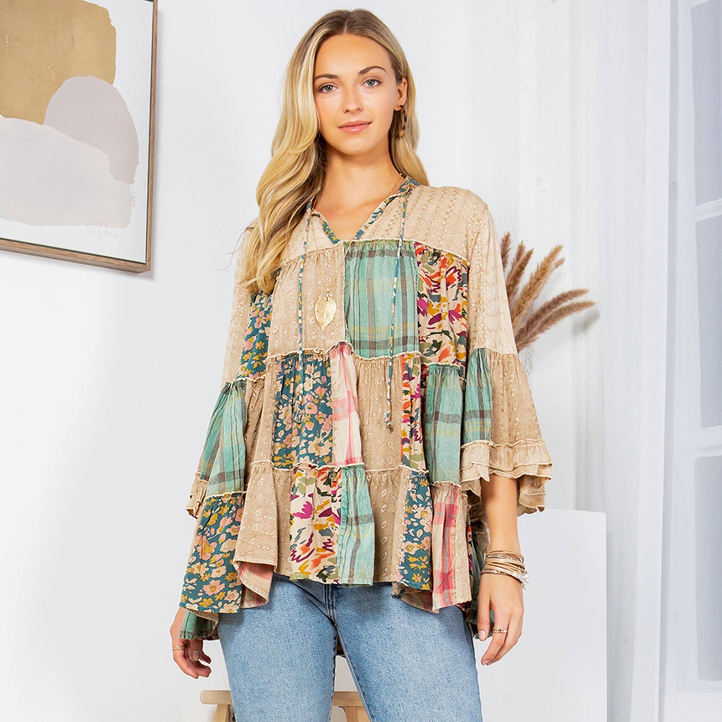 Overdyed Jhabla Top With Embroidery