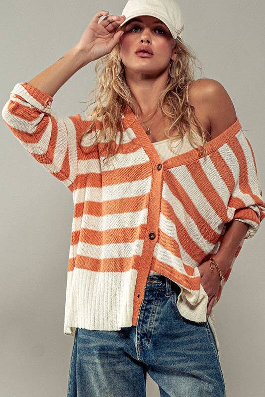 Cozy and Free Striped Cardigan