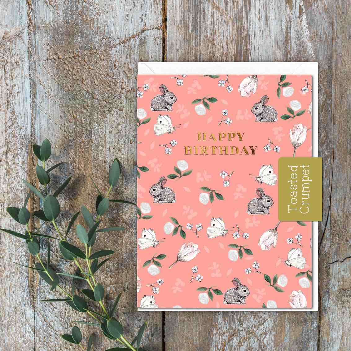 Happy Birthday! (Bunnies & Butterflies) - Mini Card