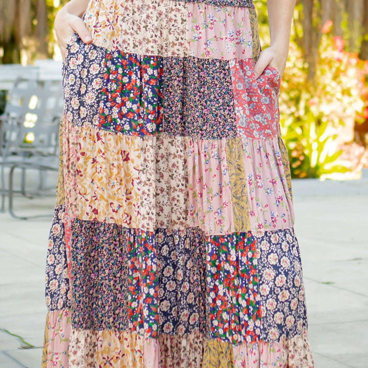 Long Tiered Western Crinkle Skirt