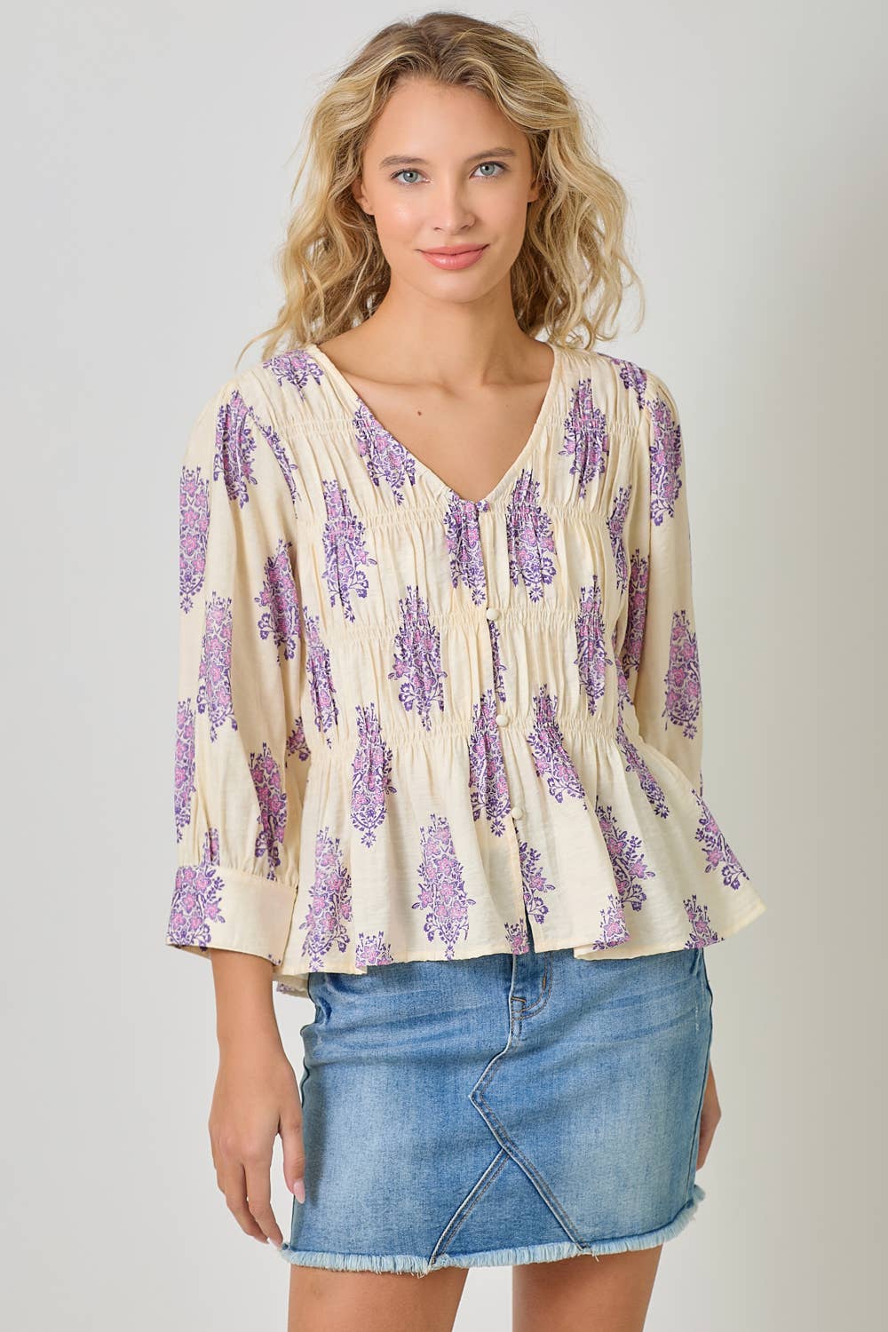 Puff Sleeve Smocked Blouse