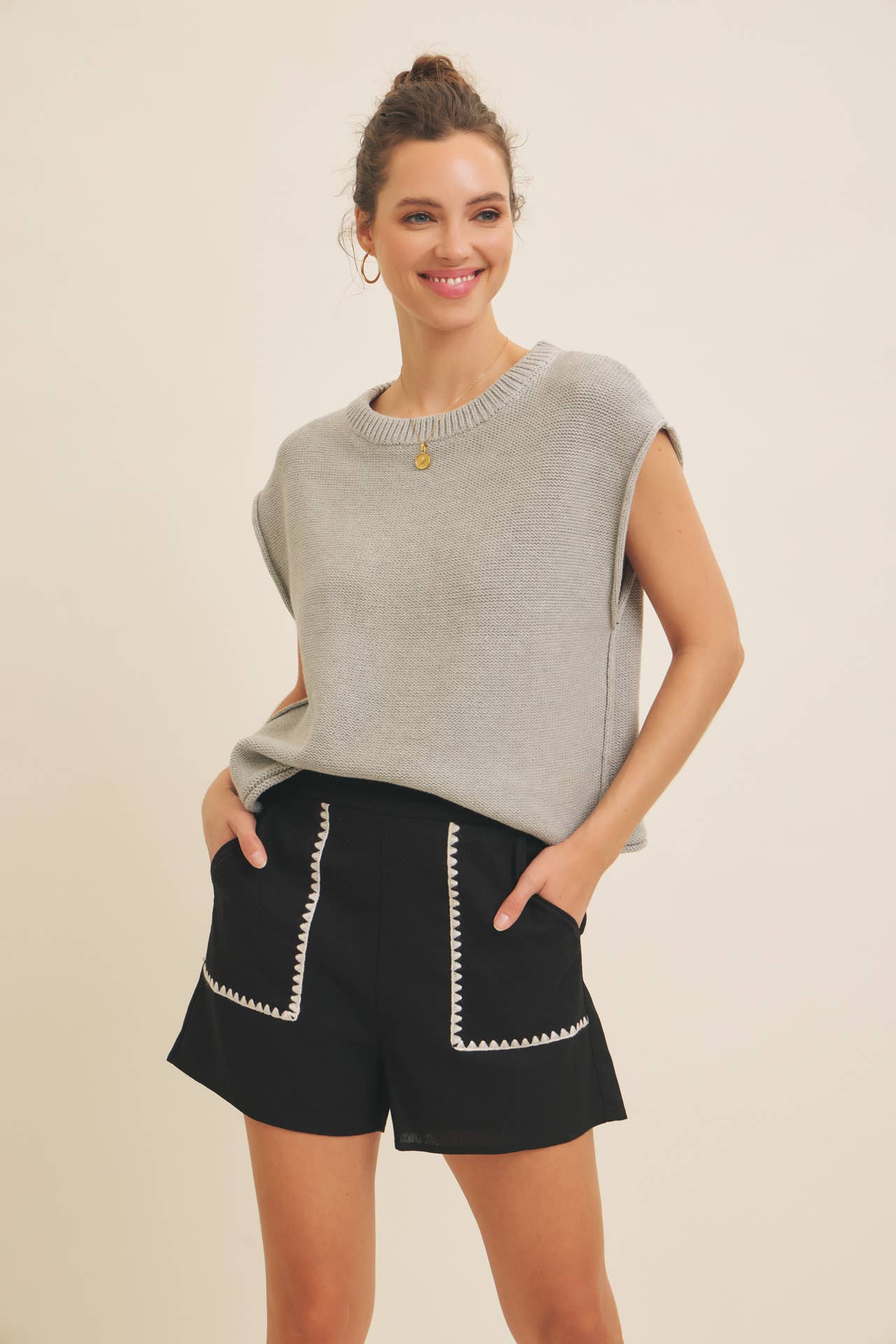Exposed Seam Sweater Vest • Ivory