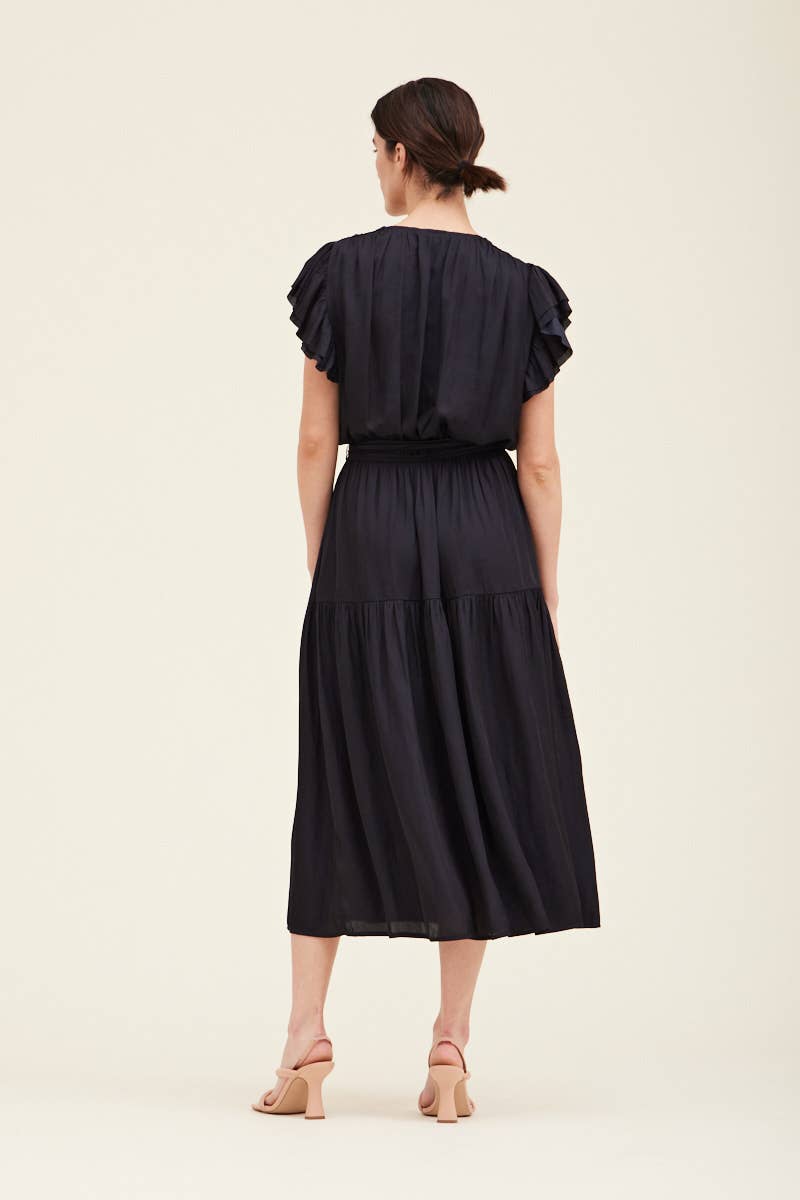 Bubble Sleeve Satin Dress - NYC