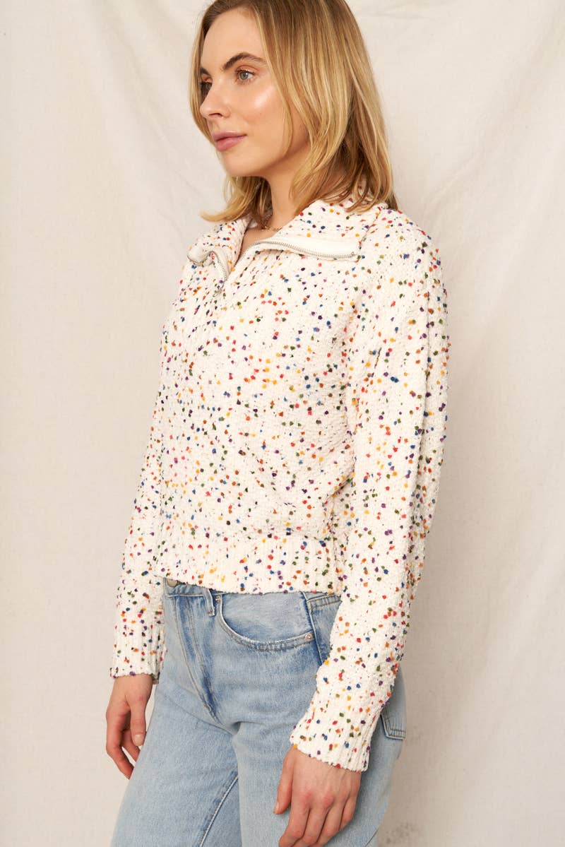 Half Zip Confetti Pullover Sweater
