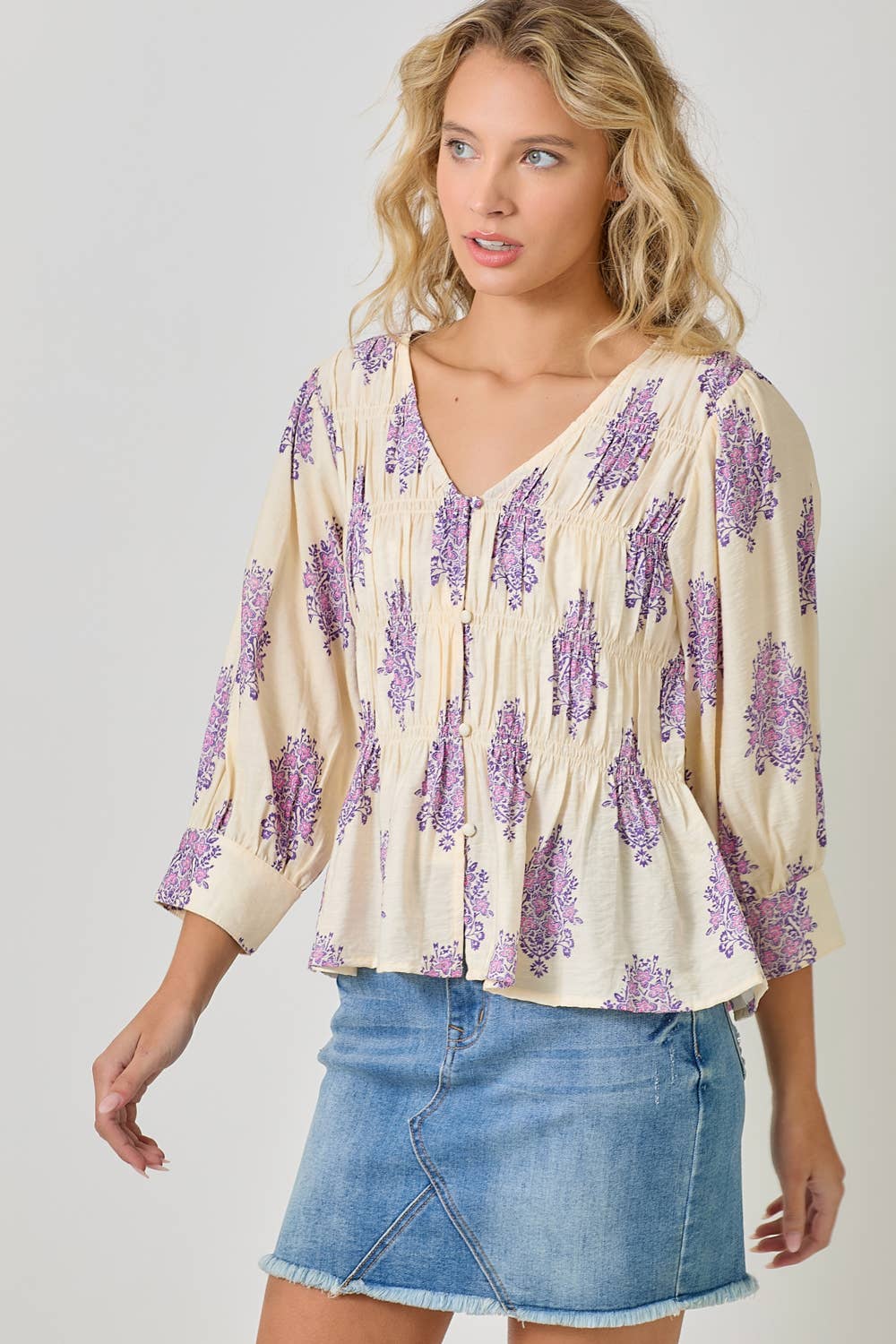 Puff Sleeve Smocked Blouse