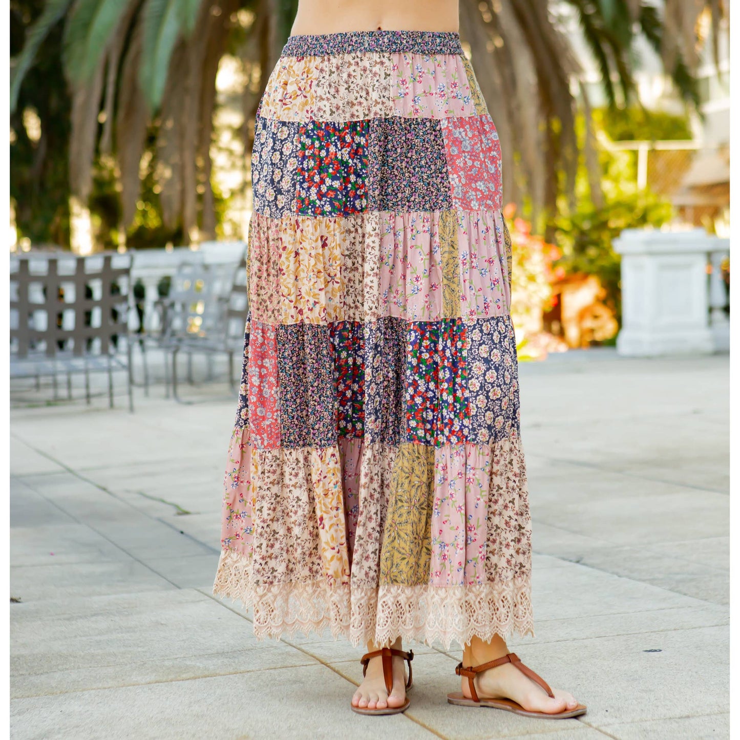 Long Tiered Western Crinkle Skirt