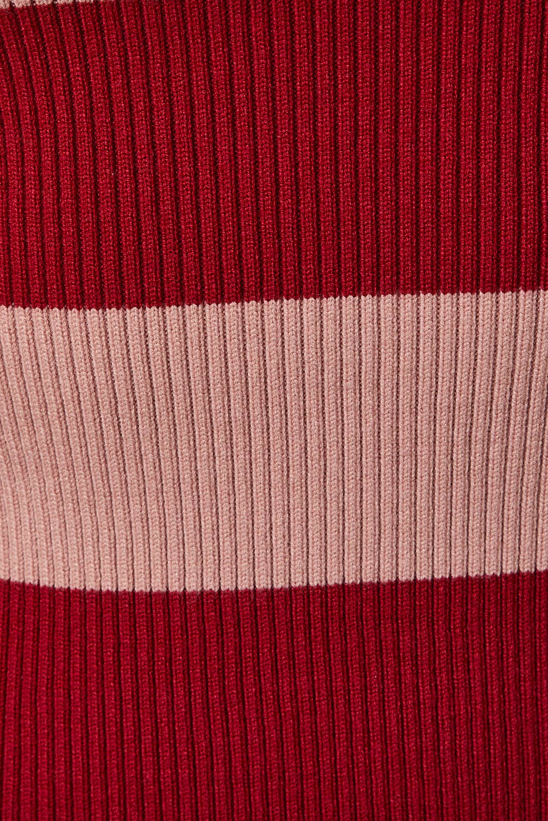 ROUND NECK LONG SLEEVE STRIPE RIBBED TOP