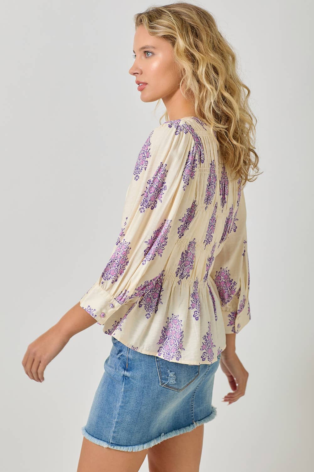 Puff Sleeve Smocked Blouse