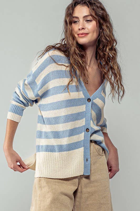 Cozy and Free Striped Cardigan