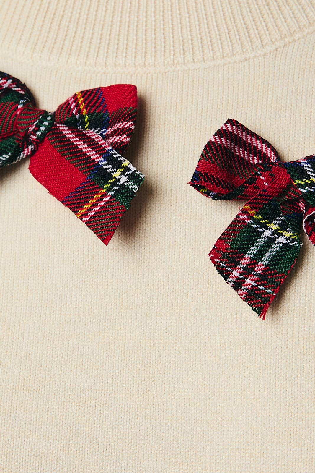 ROUND NECK SHORT SLEEVE BOW TRIM DETAIL SWEATER