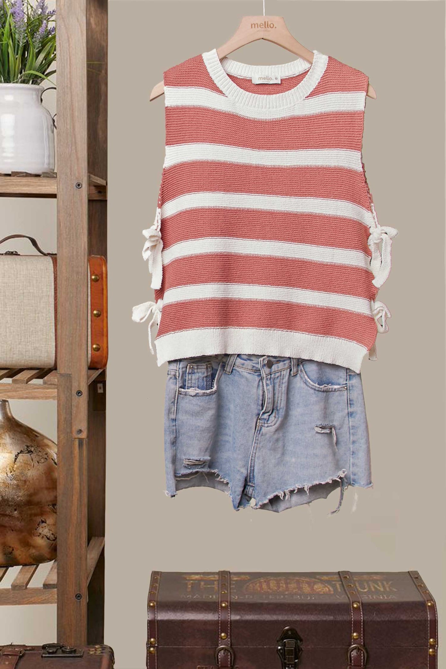 Striped Knit Sleeveless Vest