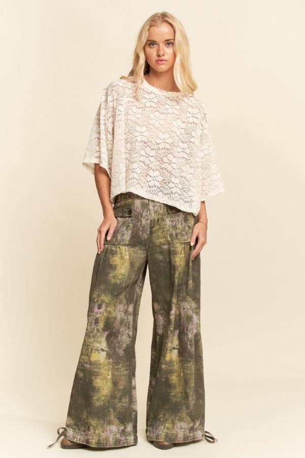 BOXY FLORAL LACE KNIT TOP