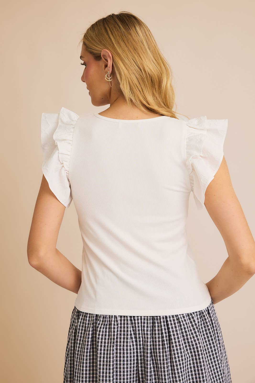 Eloise Ribbed Flutter Sleeve Top
