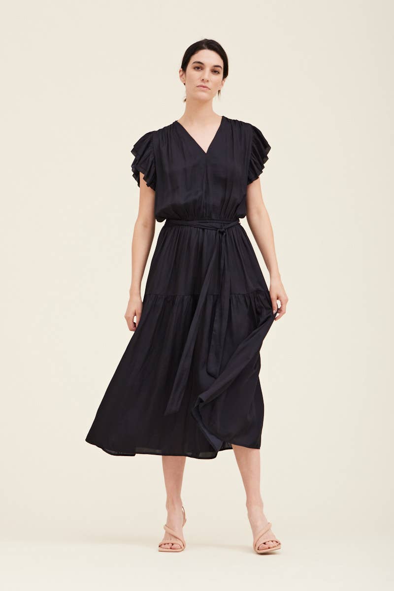 Bubble Sleeve Satin Dress - NYC