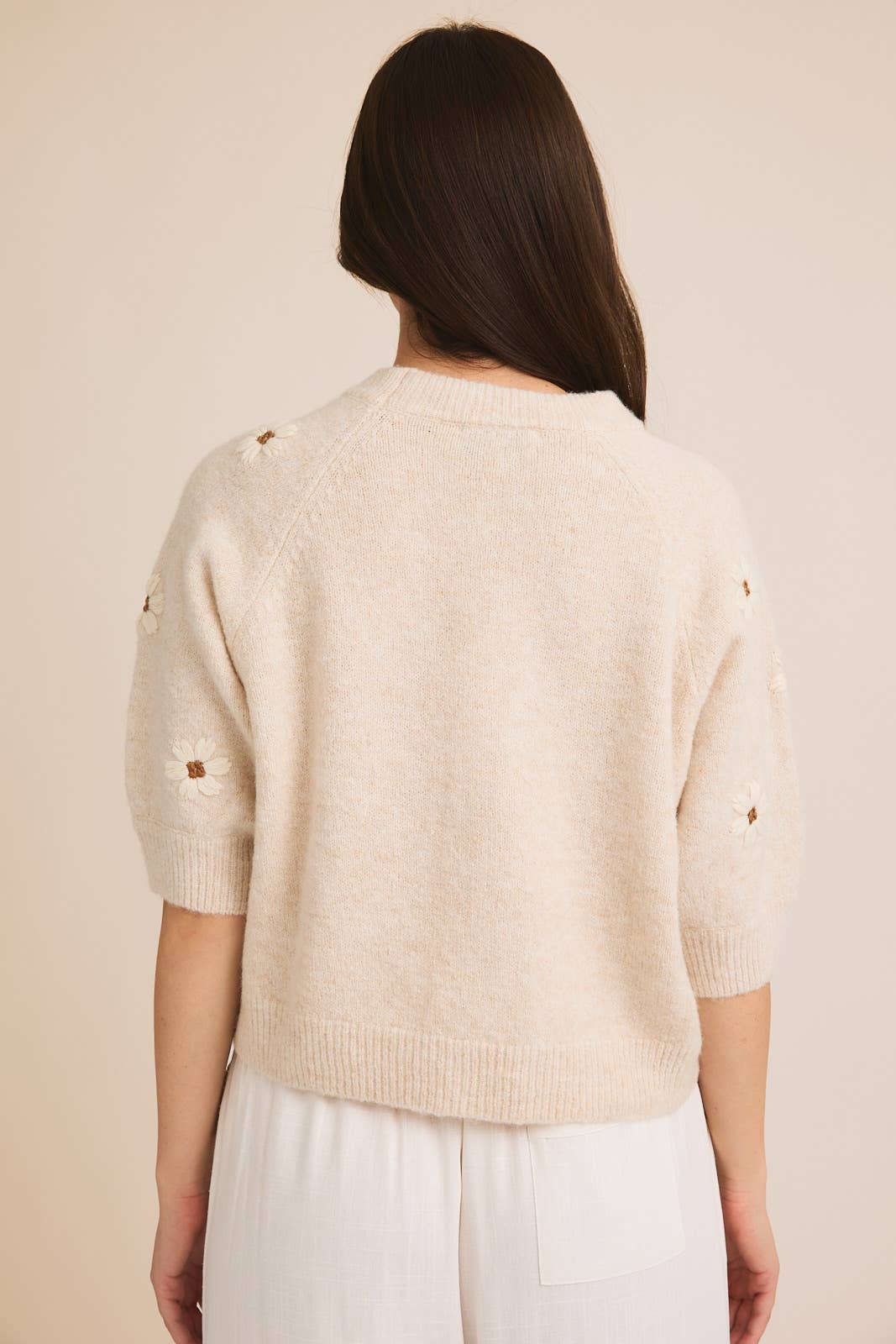 Floral Embroidered Knit Sweater Top