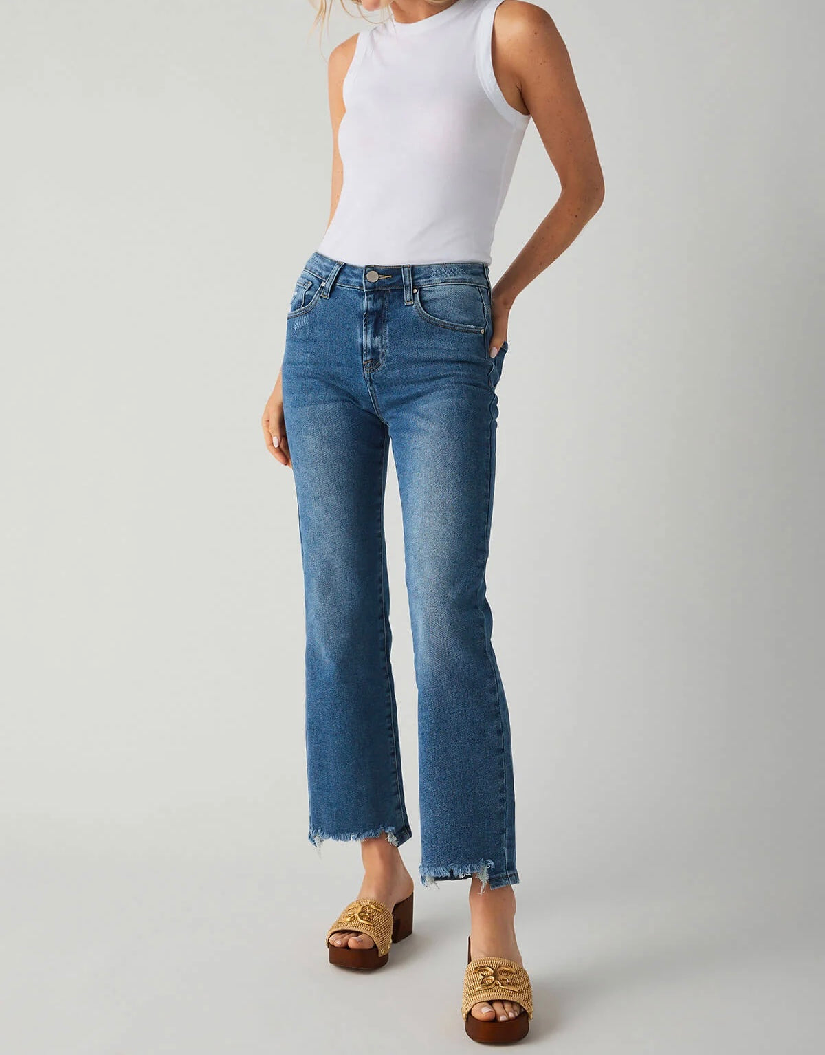 Risen High Rise Step Hem Jeans