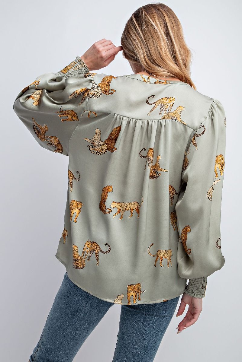 Wild Side Cheetah Print Top in Sage