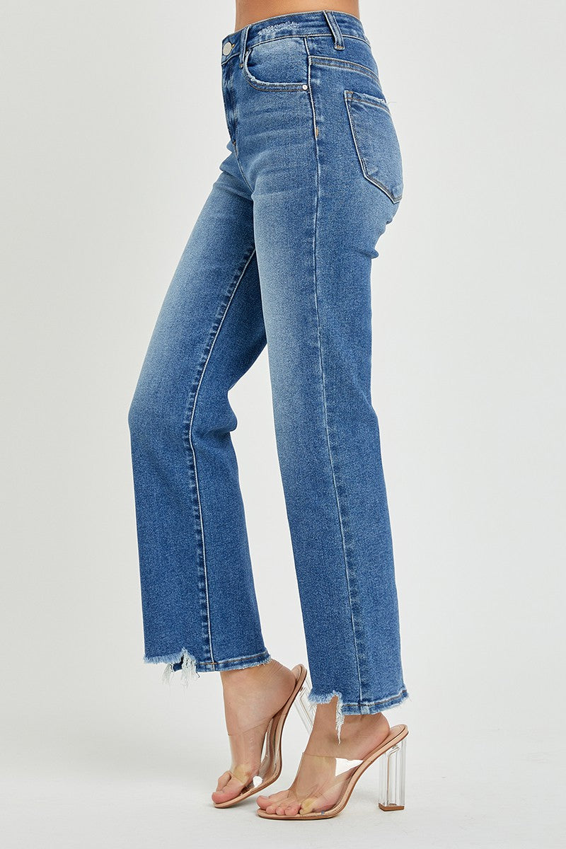 Risen High Rise Step Hem Jeans