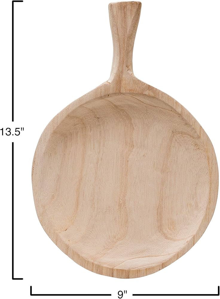 Natural Paulownia Wood Handle Tray