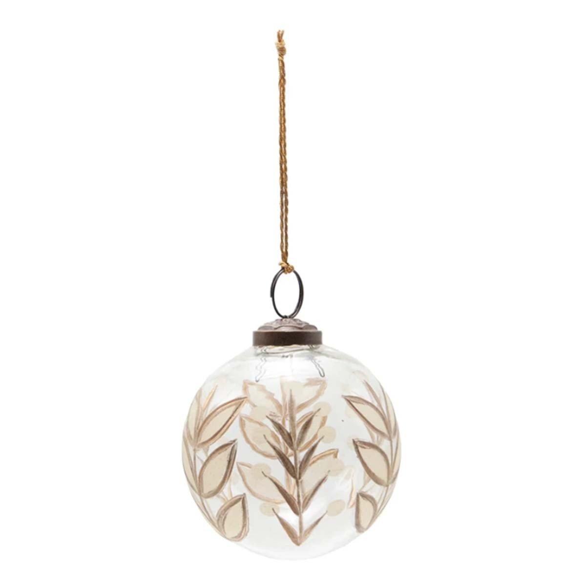 Hand-Painted Etched Glass Bauble 1.5”